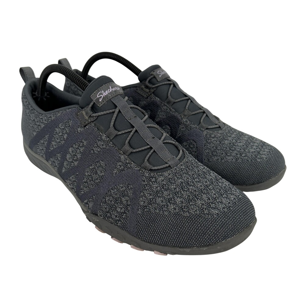 Skechers Shoes Womens Size 12 Gray Relaxed Fit Breathe Easy Slip On Sneakers